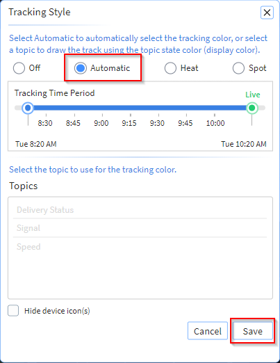 Select Automatic tracking