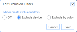 Tracking Edit Exclusion Filters panel