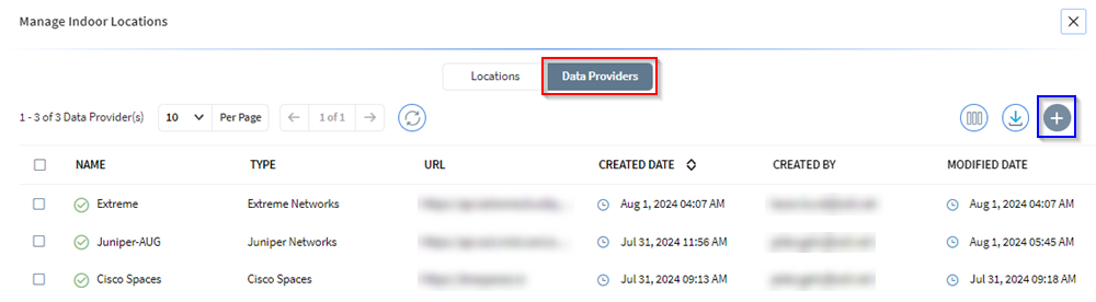 Select Data Providers tab and then select the Add icon