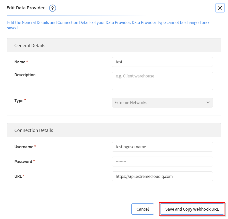 Edit the data provider settings