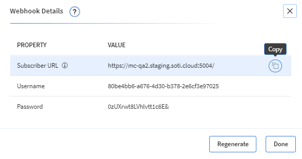 Copy the Webhook details