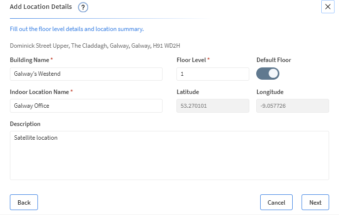 Configure the location details