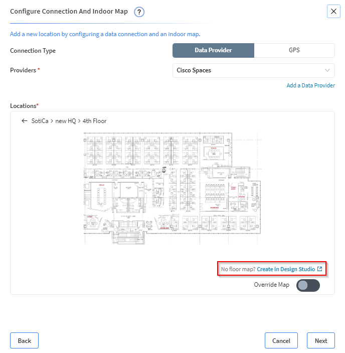 Select a location and the floor plan displays