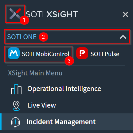 Opening the SOTI MobiControl console from SOTI XSight