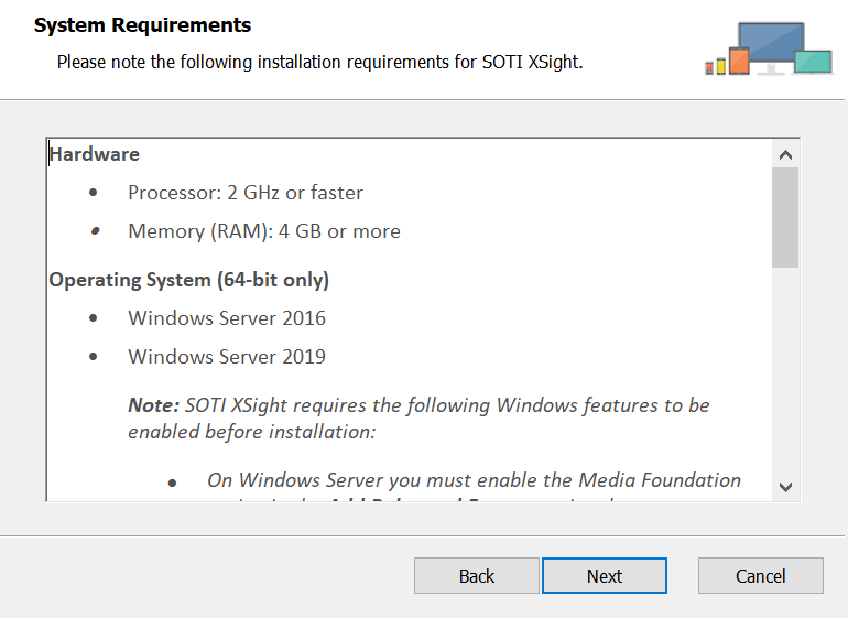 Setup wizard system requirements