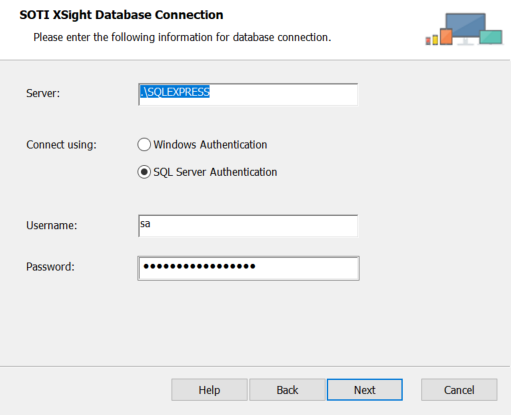 Enter the database setup information