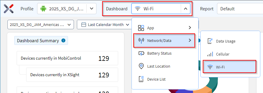 Accessing the Wi-Fi dashboard