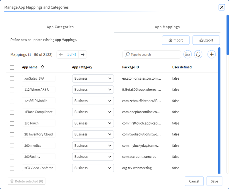 The Mappings tab