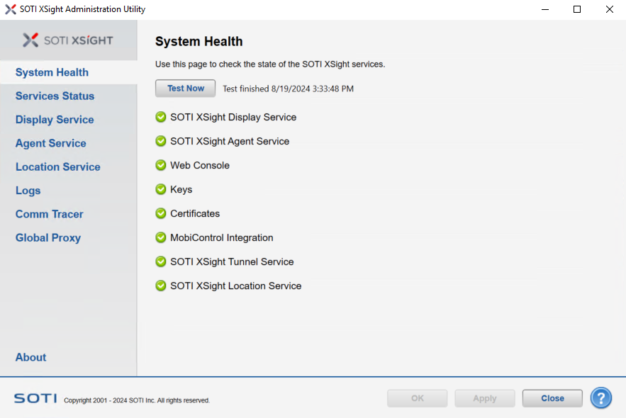 Admin utility System Health