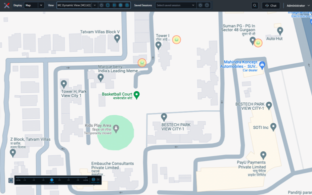 View the real-time location of selected devices.
