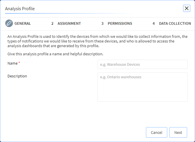 Analysis profile General tab