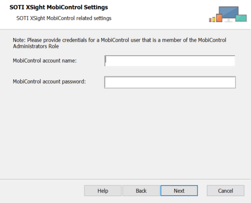 Enter the SOTI MobiControl account name and password