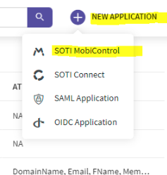 New application for SOTI Identity console