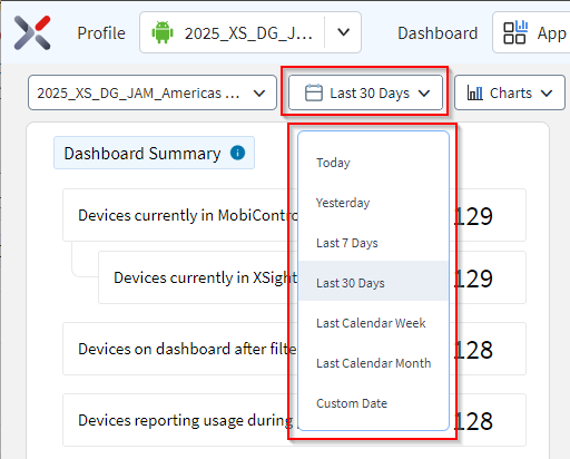 Select a date range