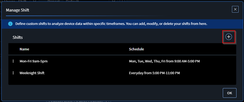 Select the create shift icon