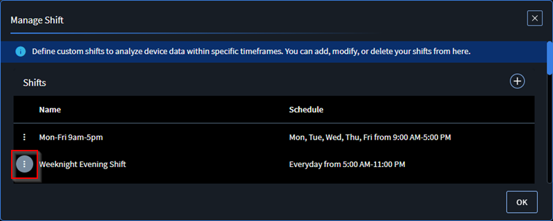 Select a shift to delete