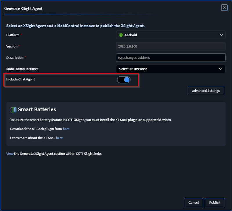 Generate XSight Agent panel