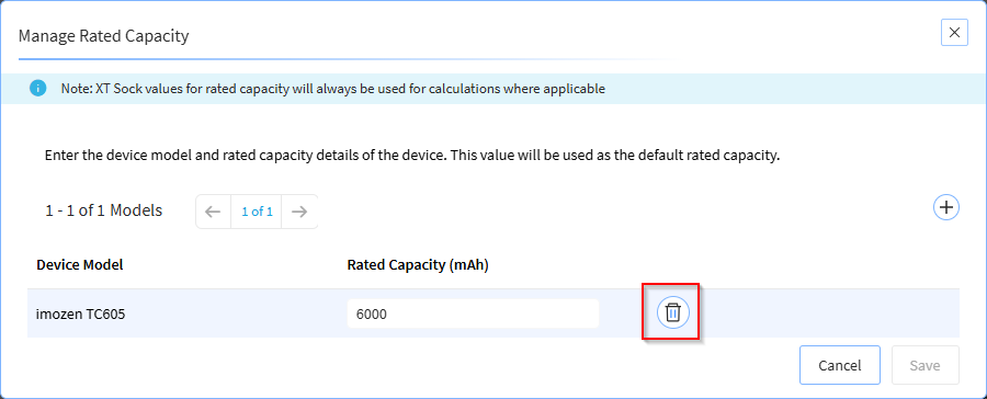 Deleting a rated capacity override