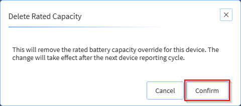 Confirm the deletion of the rated capacity override