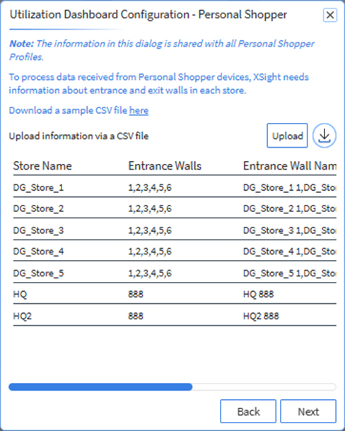 Upload a CSV file with information on current store wall mappings