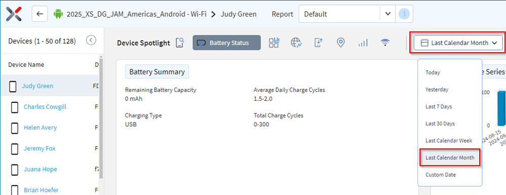 Select the time period from the Date Range dropdown