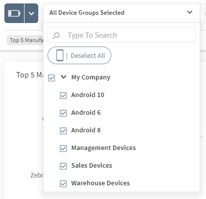 Operational Intelligence filter dashboard by device group