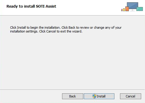 SOTI XSight installer start the install screen